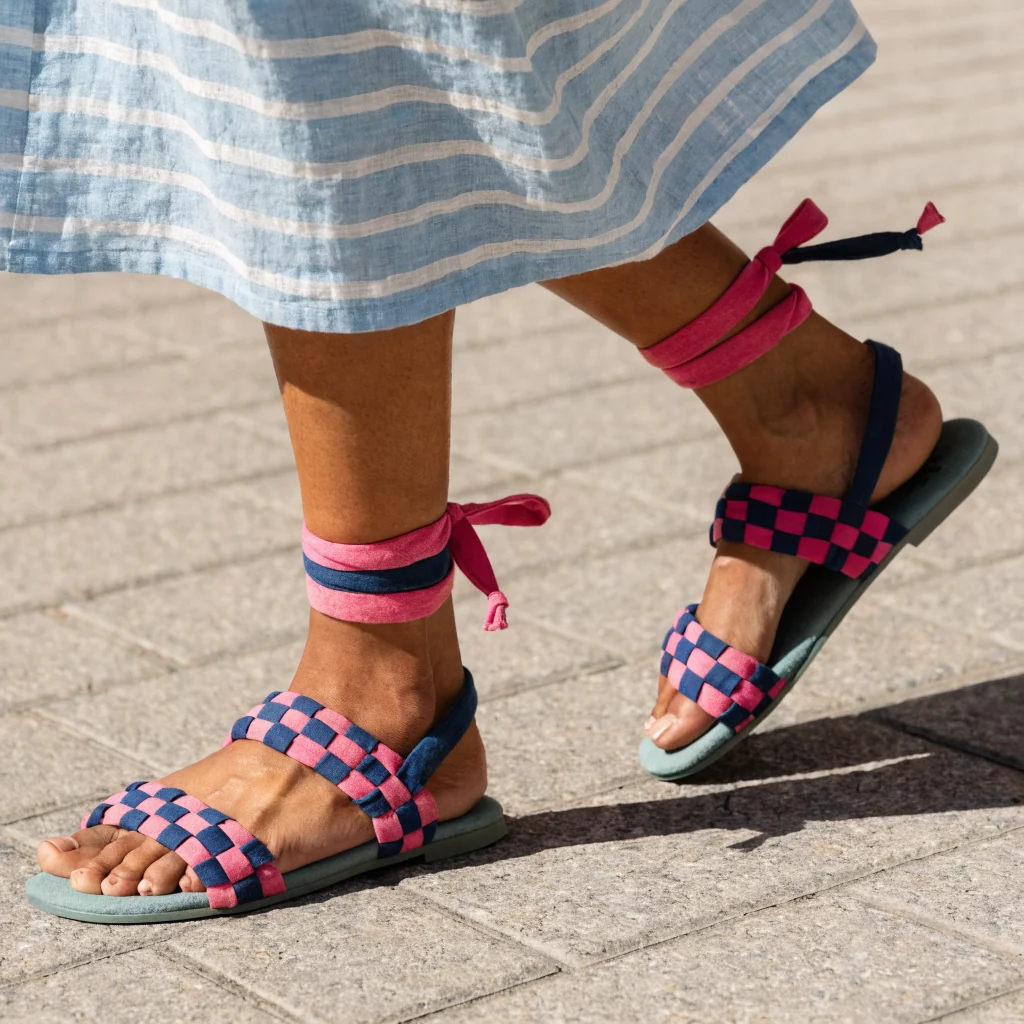 Look été sandales colorées et robe légère