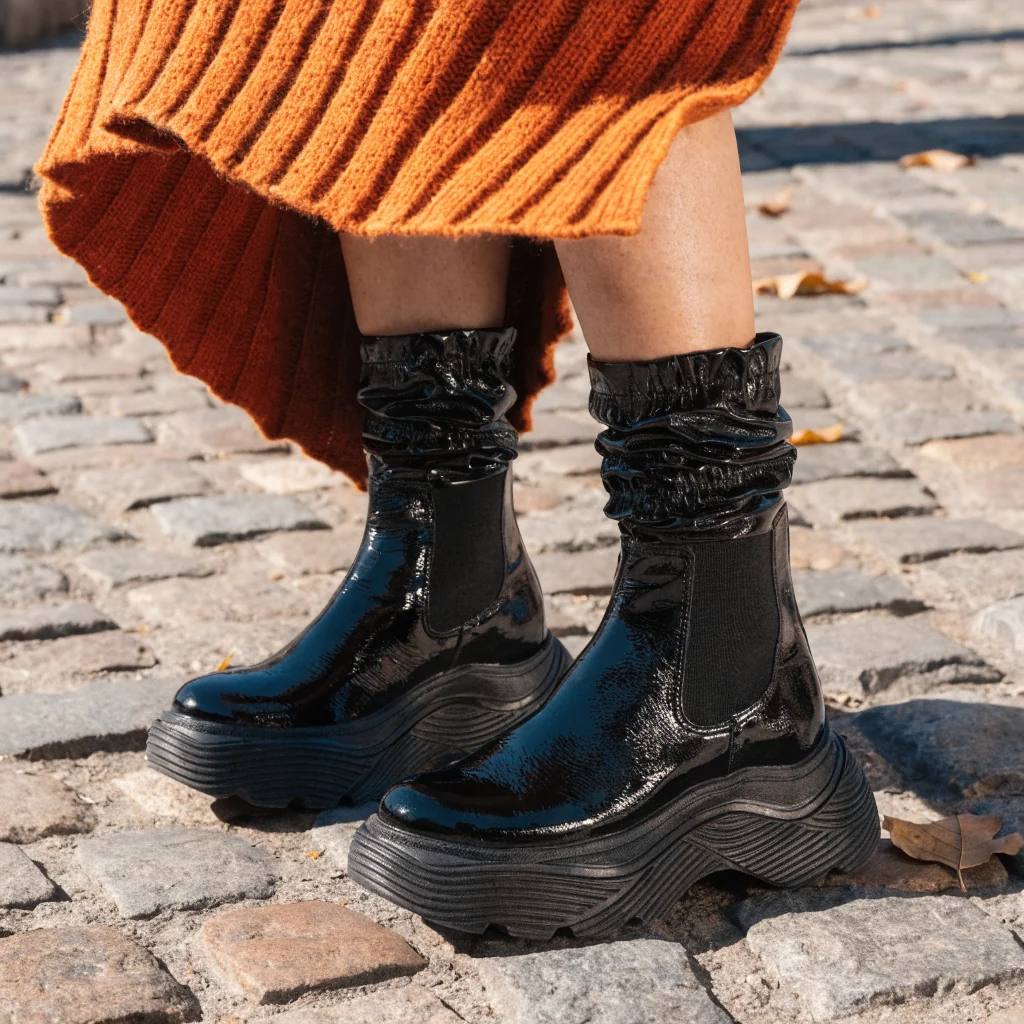 Bottines noires Refresh avec manteau court