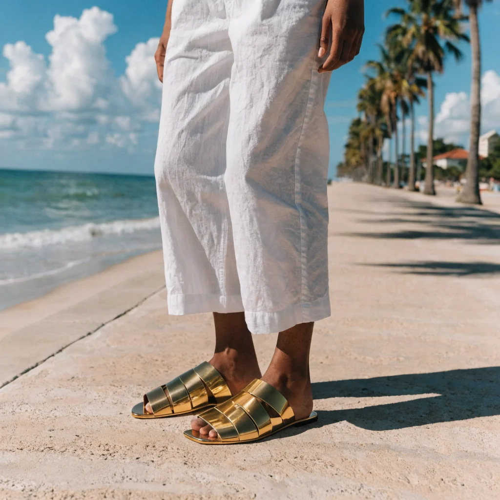 Nu-pieds dorés Refresh plage